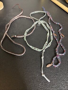 Bundle Victoria Emerson Glass Multicolor & Mint Beaded Wrap Leather Bracelet Set